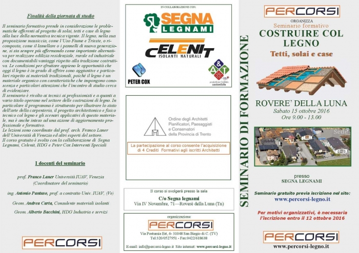 Seminario formativo: COSTRUIRE COL LEGNO